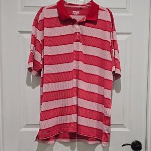 PING Red and White Striped Polo Shirt